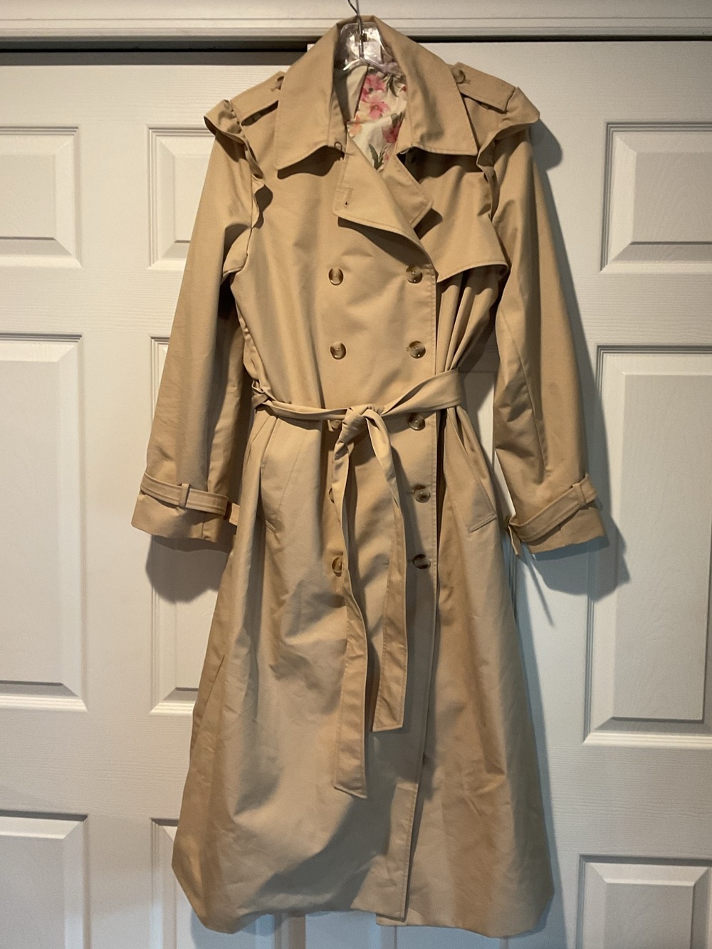 NWOT Gap x LoveShackFancy Beige Double-Breasted Trench Coat Jacket w/ Belt sz M